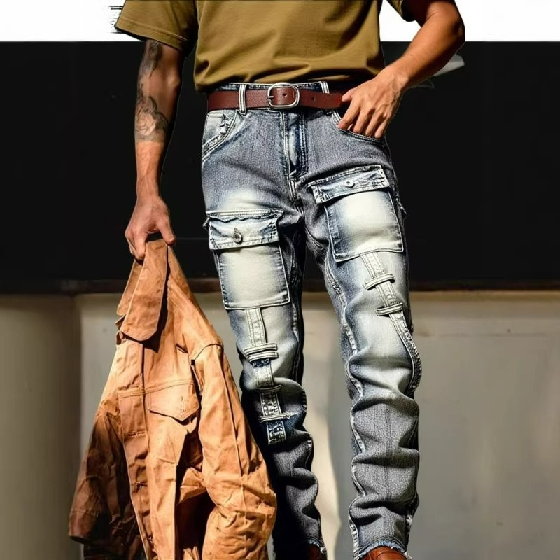 Europe Streetwear Brand - Herren Distressed Washed High Street Streetwear