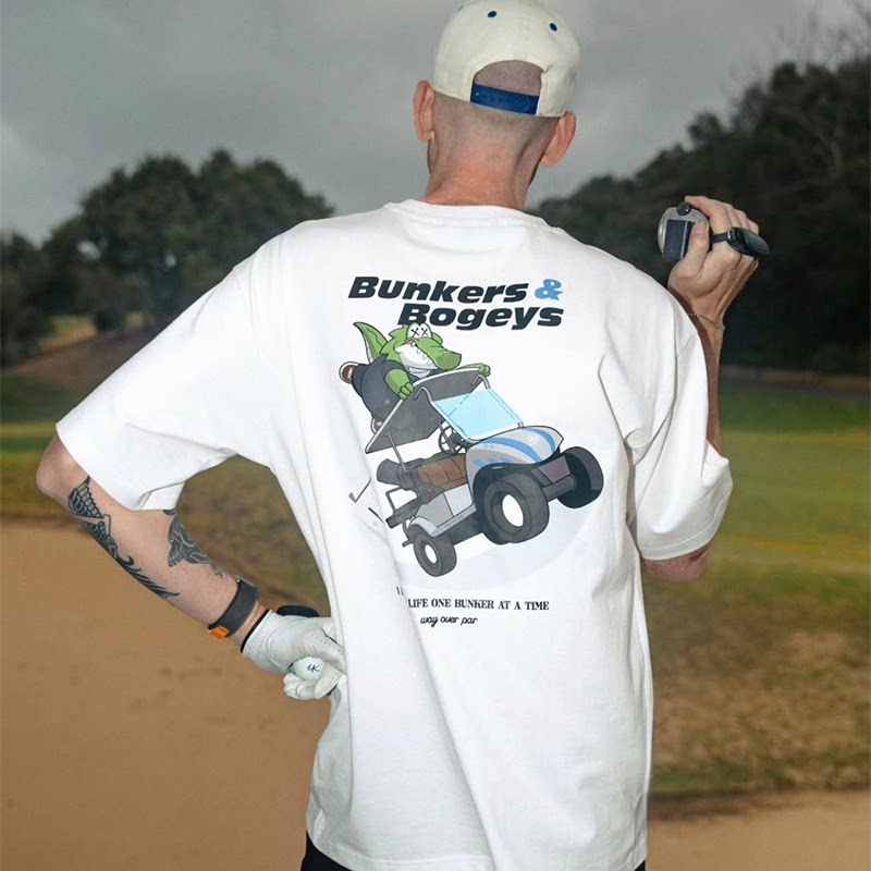 Streetwear Brand Golf - Cartoon-Alligator Golfcart Rückseite Outdoor Lässiges Trendiges