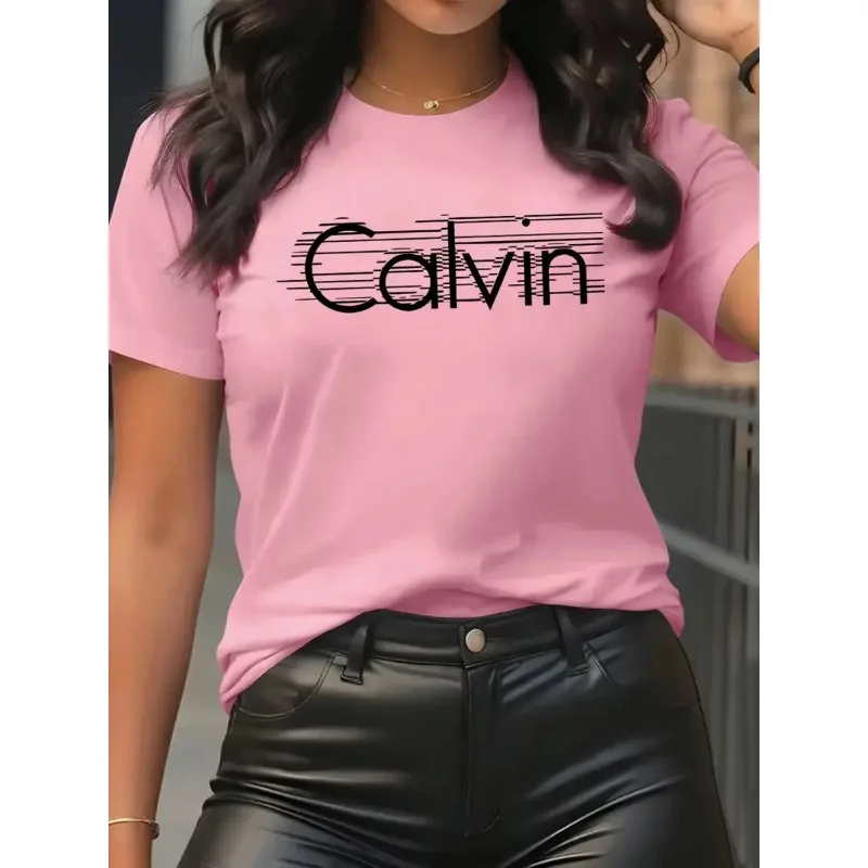 Quality Streetwear Brand - Calvin Damen T-Shirt Freizeit Mode Kurzarm