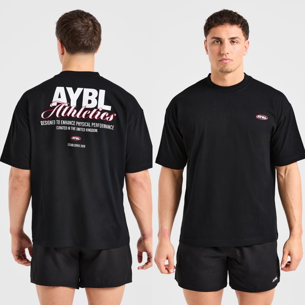 Streetwear Brand Graphics - Athletics Script Übergroßes Mode-GYM-Fitness-Sport-Marken-T-Shirt aus Baumwolle